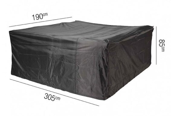 AeroCover Abdeckung für Sitzgruppe – rechteckig 305 × 190 × 85 cm, schwarz, Ripstop-Polyester, wasserfest