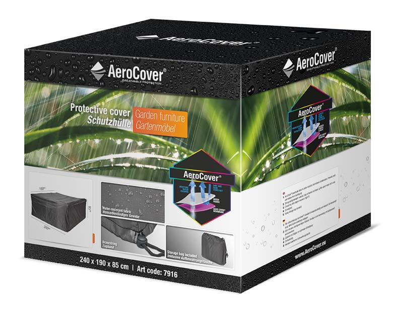 AeroCover Schutzhülle – 240 × 190 × 85 cm, Ripstop-Polyester, Schwarz, für Sitzgruppe, Wetterfest