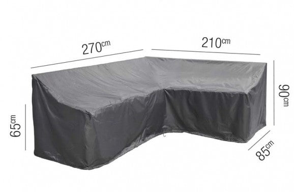 AeroCover Schutzhülle L-Form rechts – 270 × 210 × 85 cm, Höhe 65/90 cm, Schwarz, Ripstop-Polyester