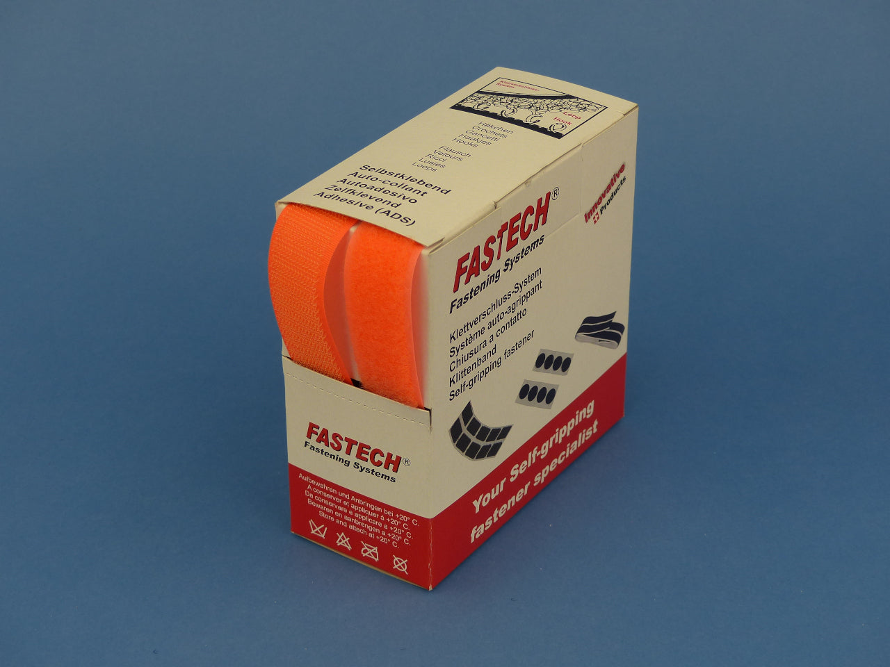 FASTECH Klettband 25 mm × 5 m – annähbar, Polyamid, Neonorange