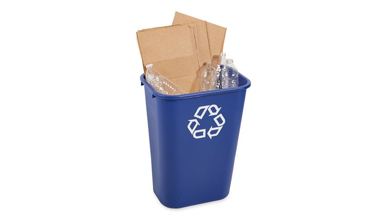Rubbermaid Papierkorb – 39 l – Kunststoff (PE), rechteckig – Blau – Anti-Fingerprint, Anti-Rutsch-Basis