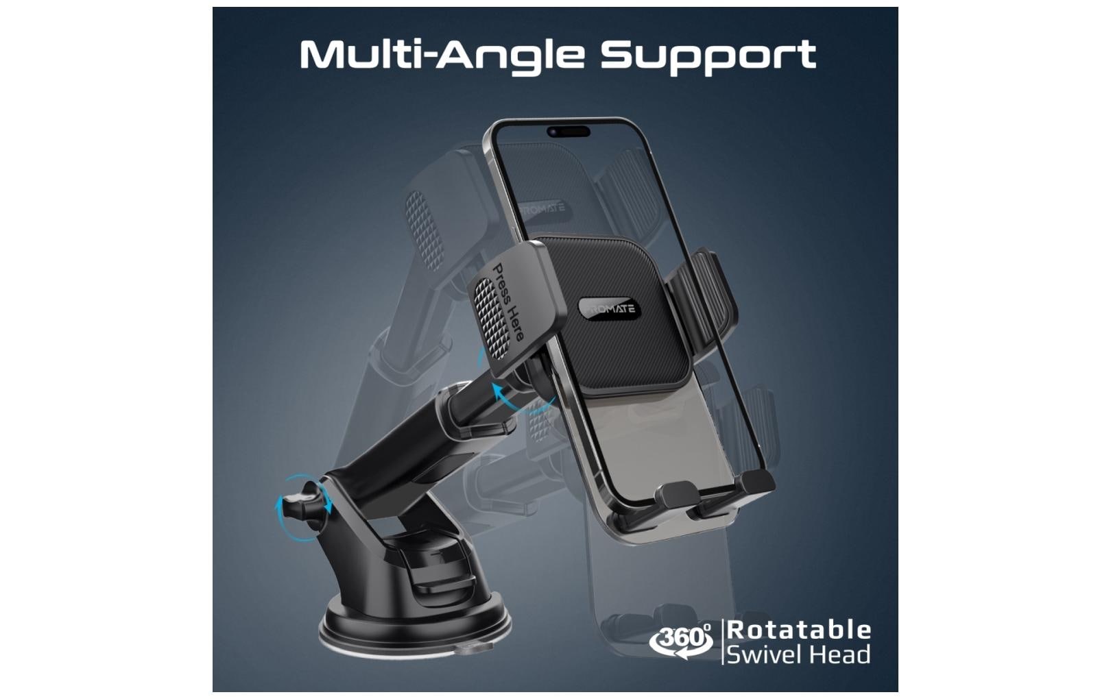 Promate Transhold-ext – Foto-/Video-Griff – erweiterbar, 360° drehbar – Schwarz