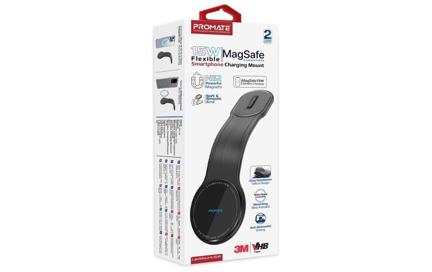 Promate LaxMount-15W Kfz-Ladehalterung – MagSafe – 15 W – für iPhone – Schwarz