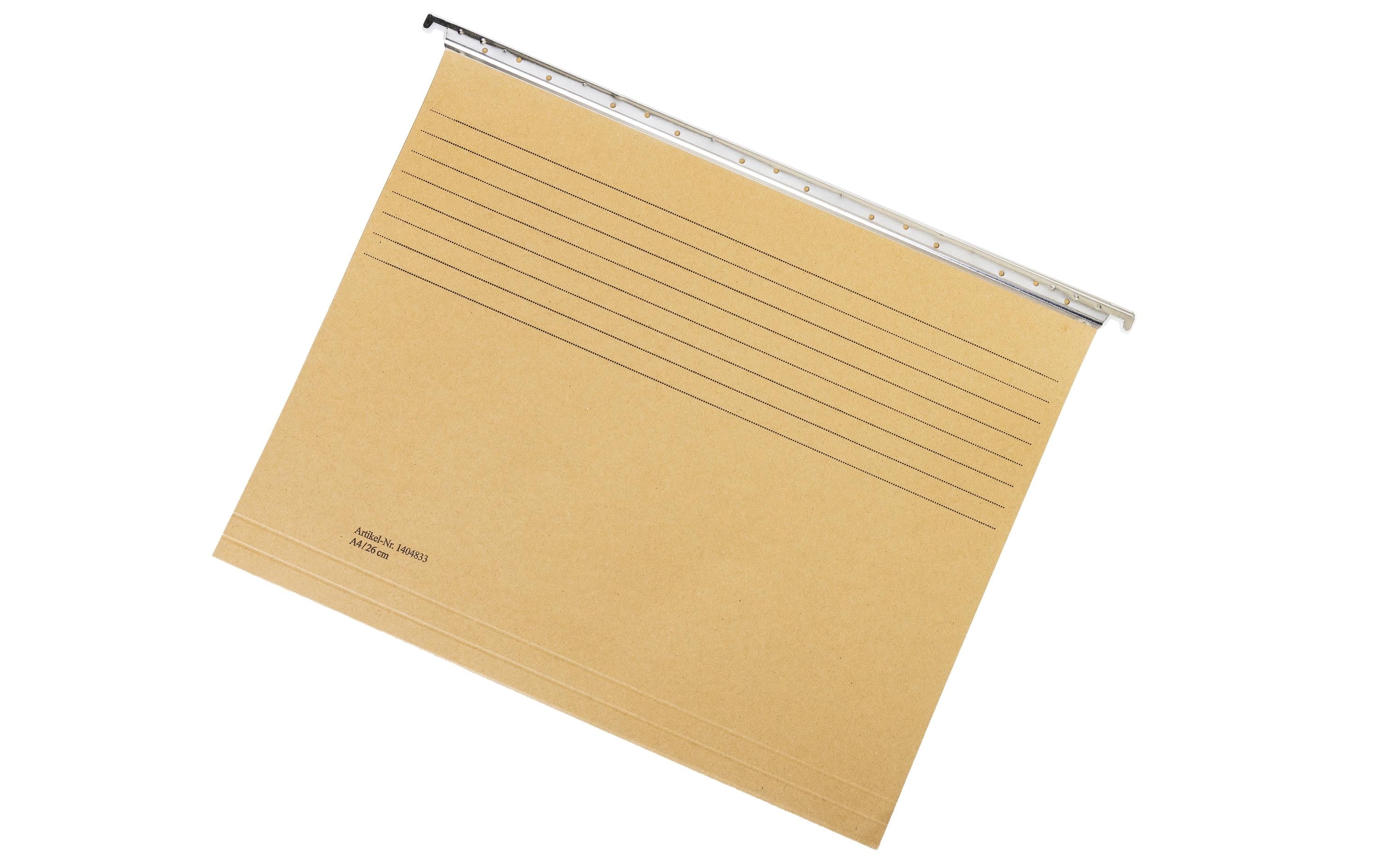 Office focus Hängemappe – für A4, Bodenbreite 260 mm, Braun, Karton, 50 Stk.