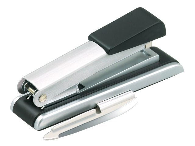 Bostitch B8 Hefter, 26 Blatt, Flat-Clinch, Heftklammerentferner, Einlegetiefe 65 mm, Schwarz, verchromt