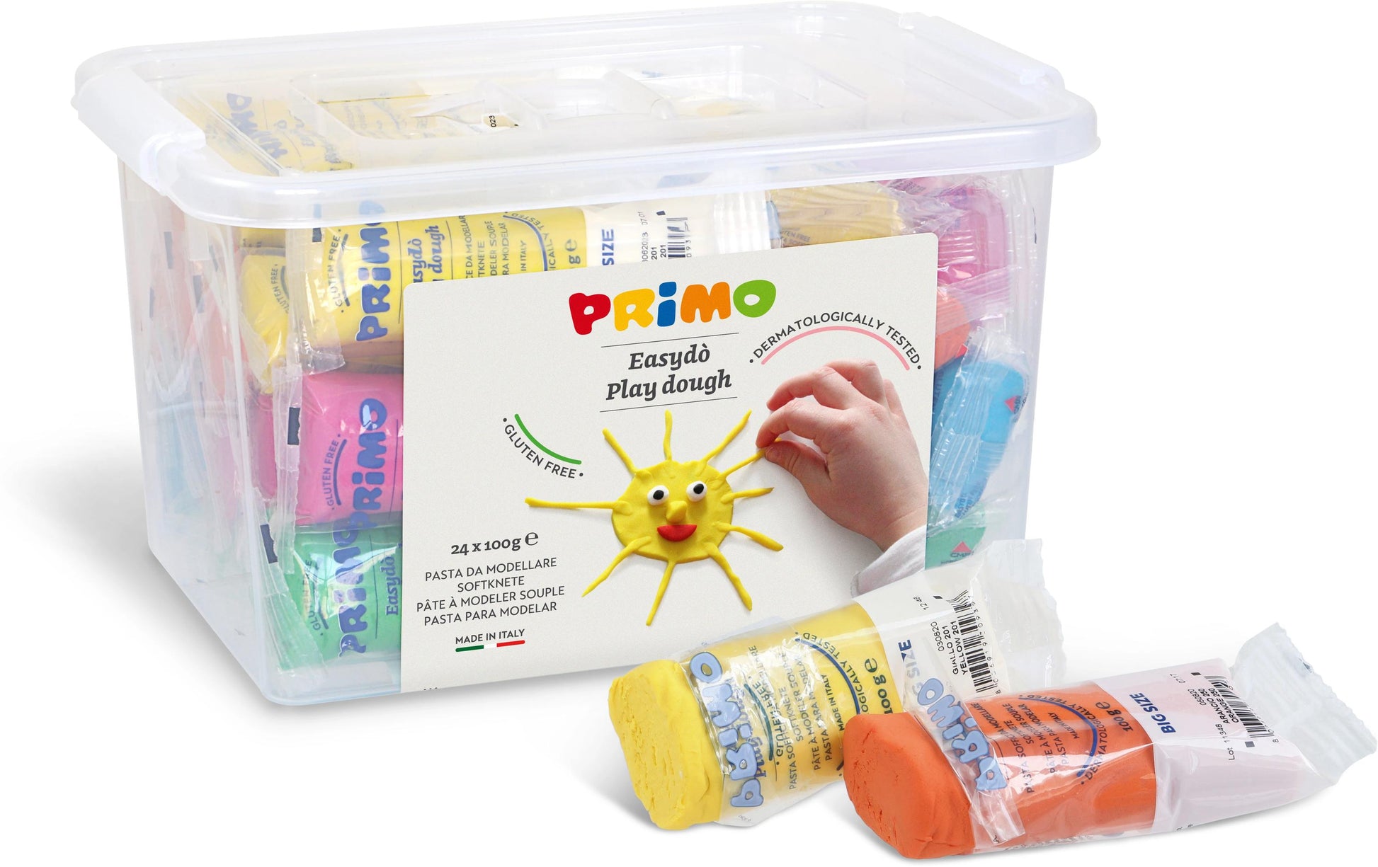 Primo Knetmasse, mehrfarbig, 24 × 100 g, ab 3 Jahren