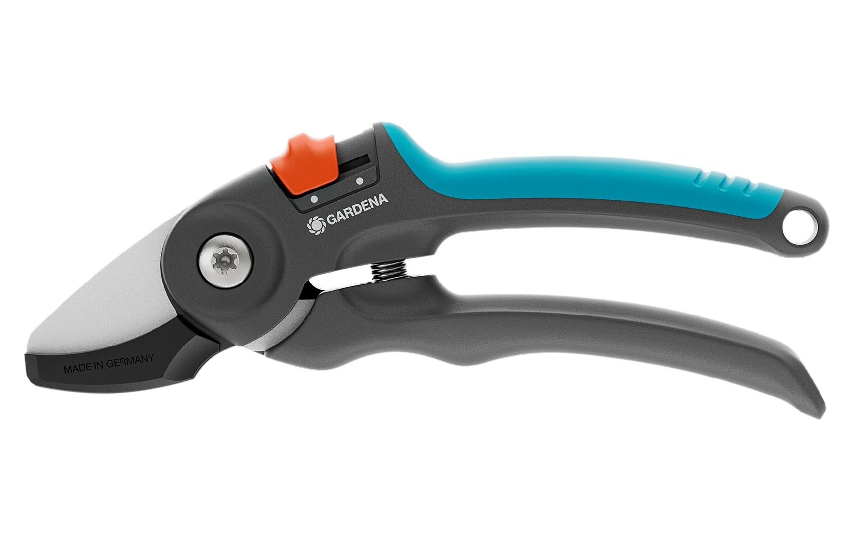 Gardena PremiumCut 12240-20 – Gartenschere 20 mm, Kunststoffgriff, Amboss, Sicherheitssperre, Schwarz/Blau