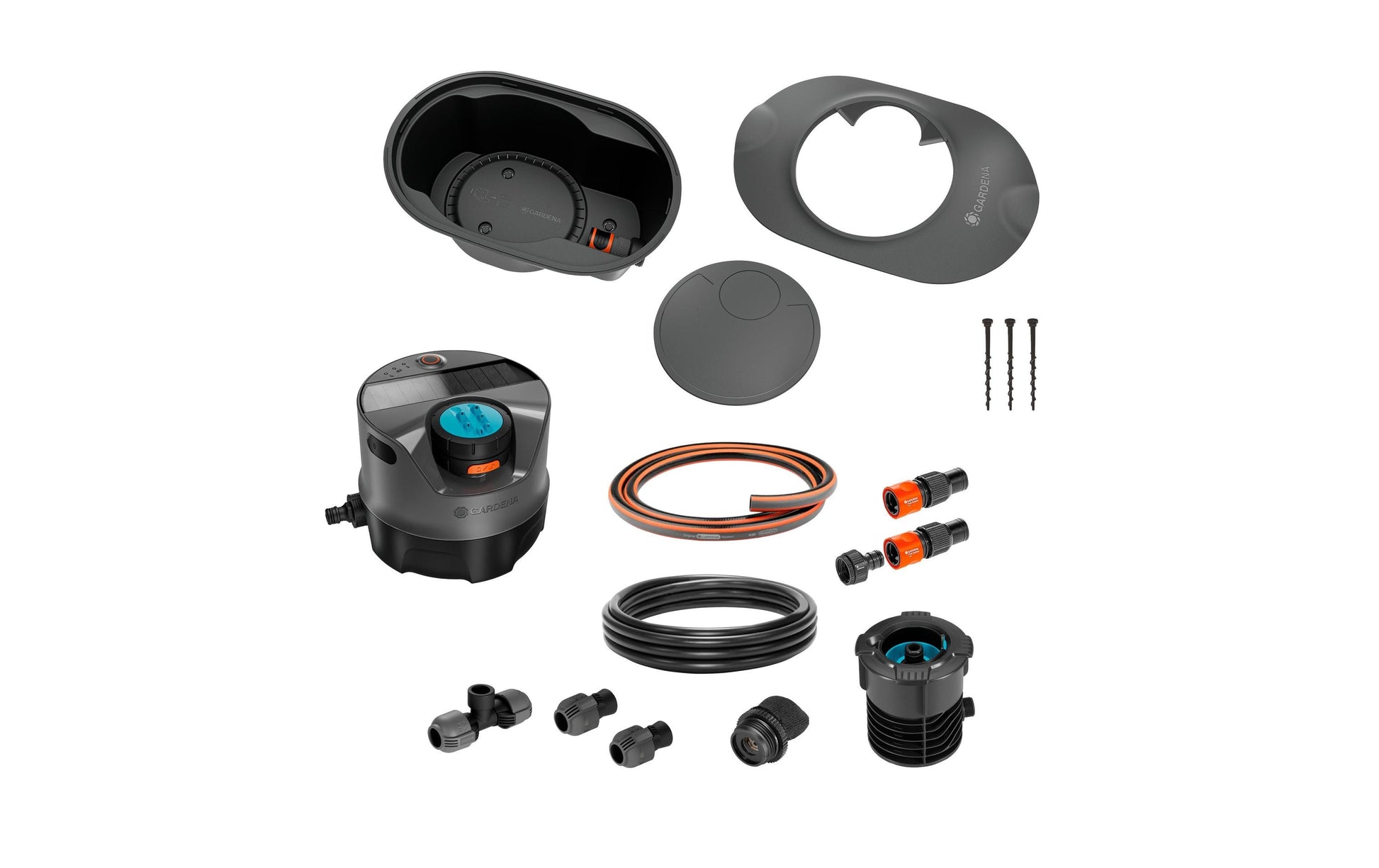 Gardena Bewässerungssystem AquaPrecise – 320 m², Sprühbereich 2,5–10 m, Schwarz