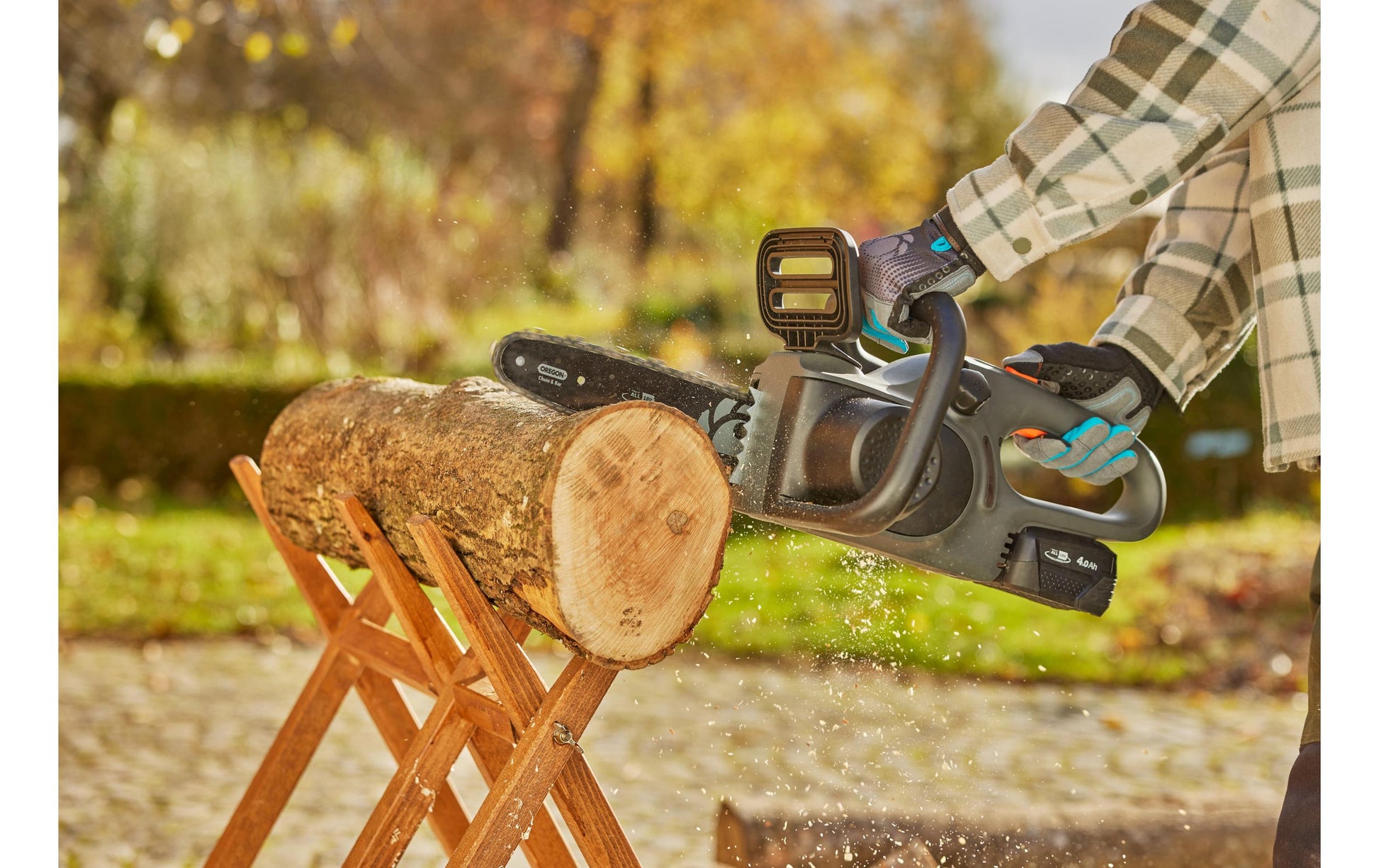 Gardena PowerSaw Akku-Kettensäge – 18 V – Schwertlänge 25 cm – inkl. Akku & Ladegerät – POWER FOR ALL