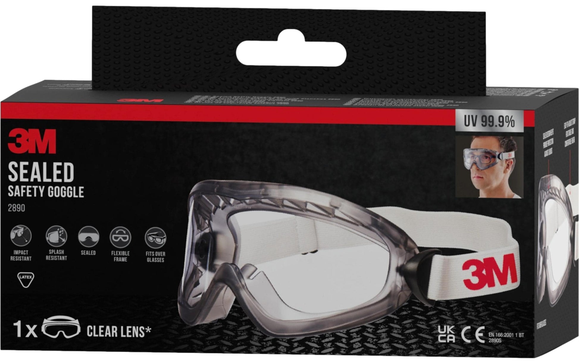 3M Schutzbrille 2890 – klar, kratzfest, UV-Schutz, für Brillenträger