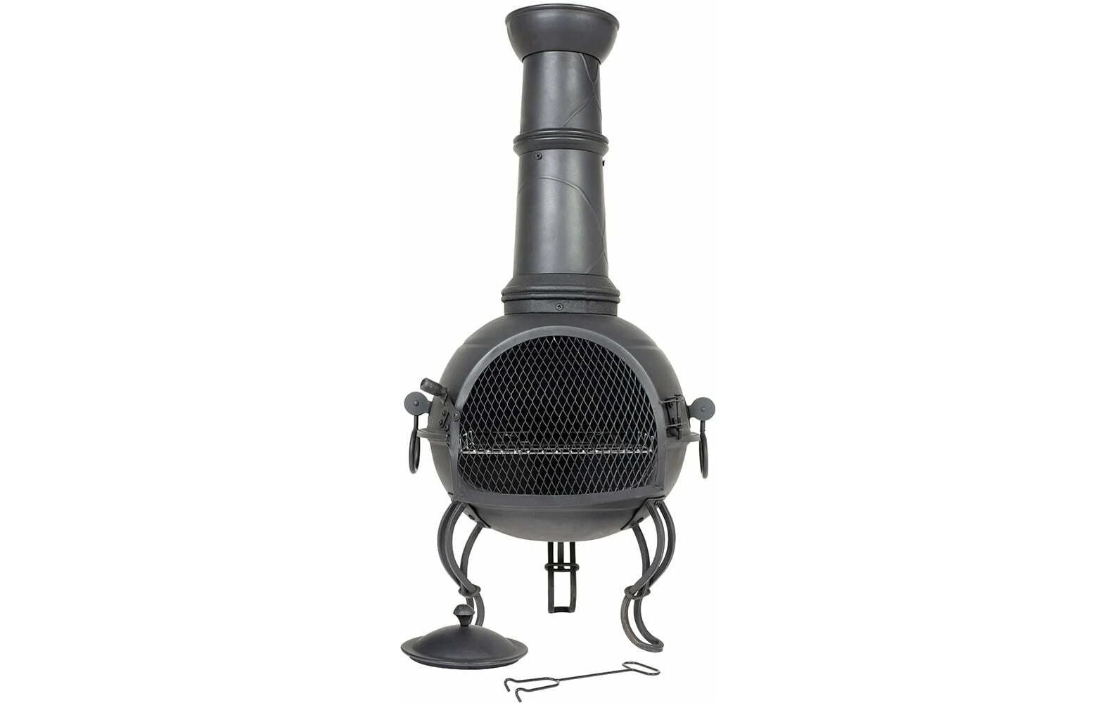 La Hacienda Gartenkamin – Ø 49 × 107 cm – Stahl, schwarz