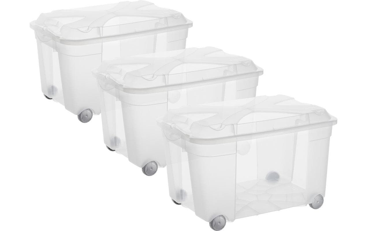 Rotho Aufbewahrungsbox – Polypropylen (PP), Transparent, 40 × 37 × 60 cm – 3er-Pack