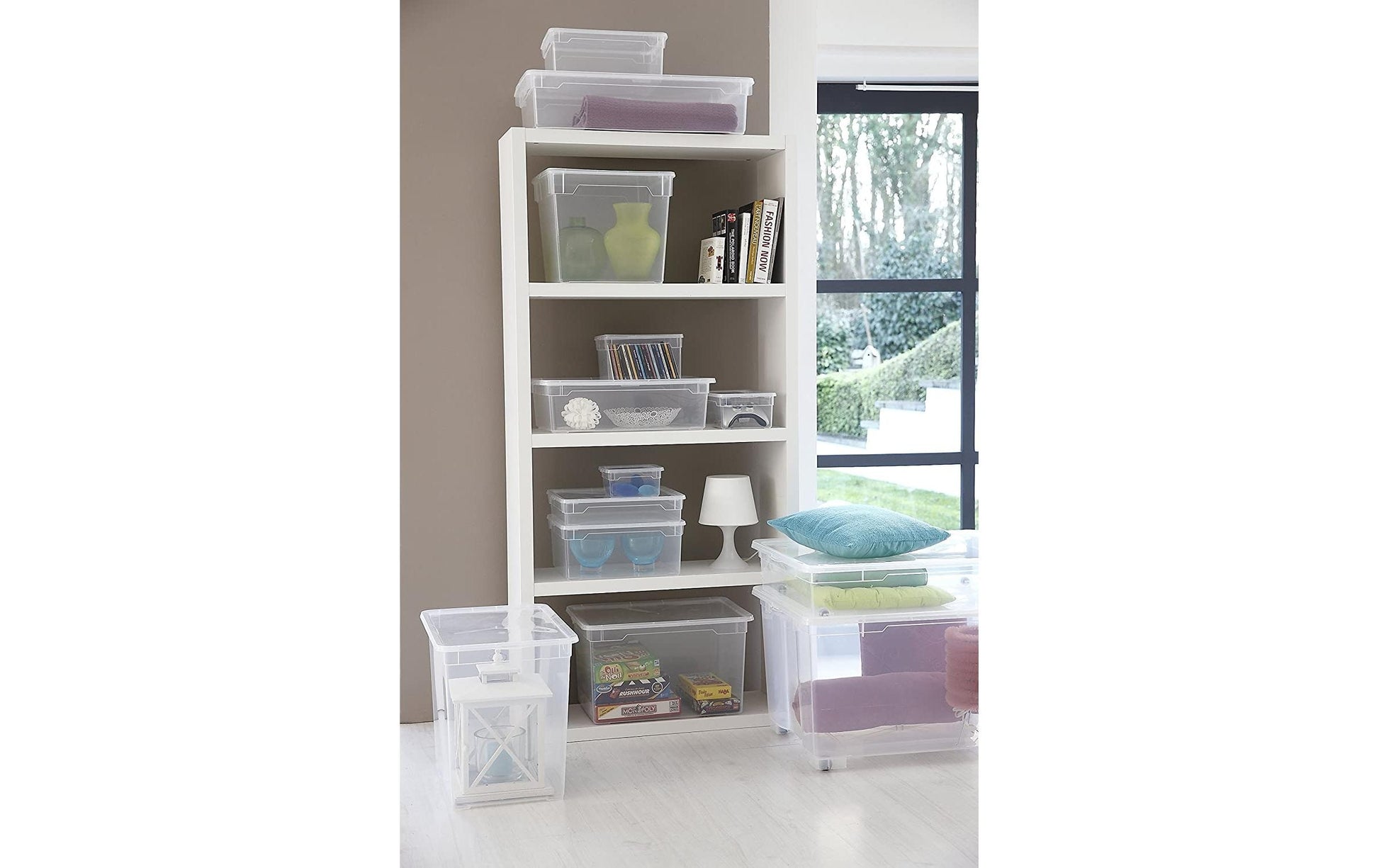 Rotho Aufbewahrungsbox 10 l (mit Deckel) – Kunststoff – transparent/blau – 360 × 140 × 260 mm