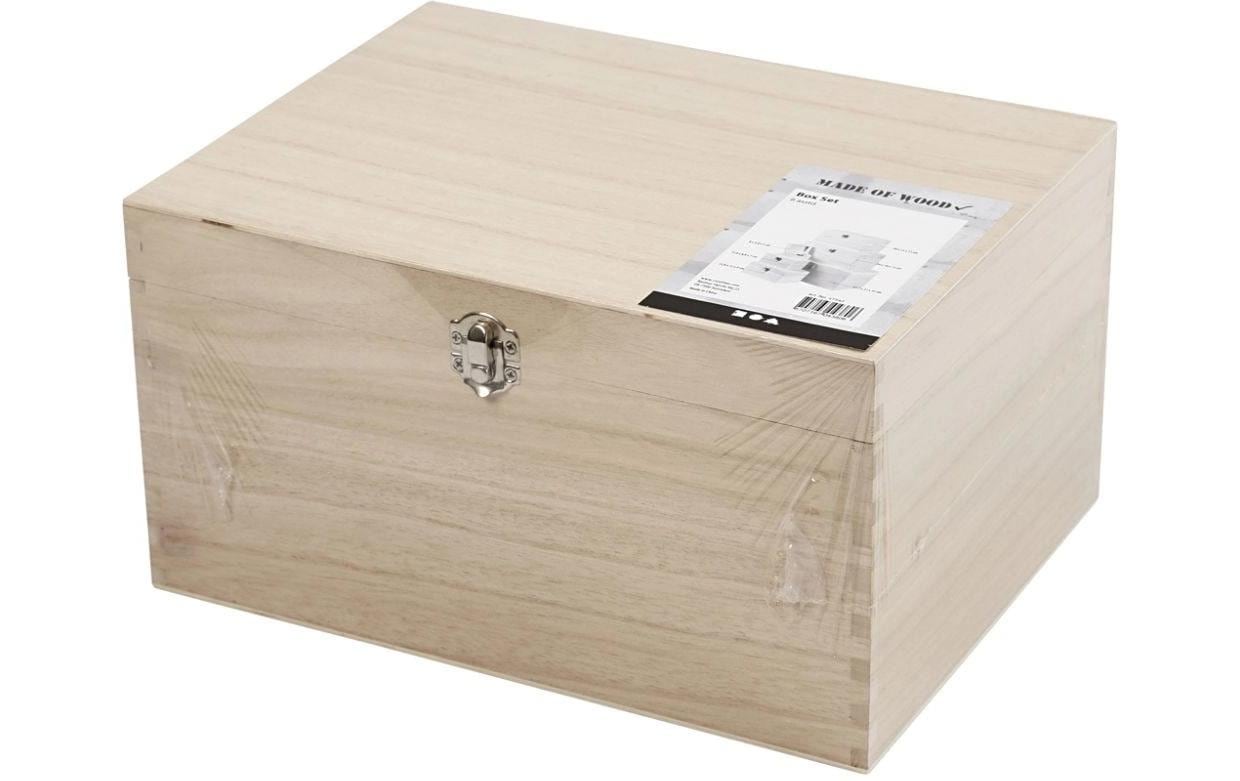 Creativ Company Truhe – Holz – natur – 120 × 158 × 130 mm – verriegelbar – 6 Stück