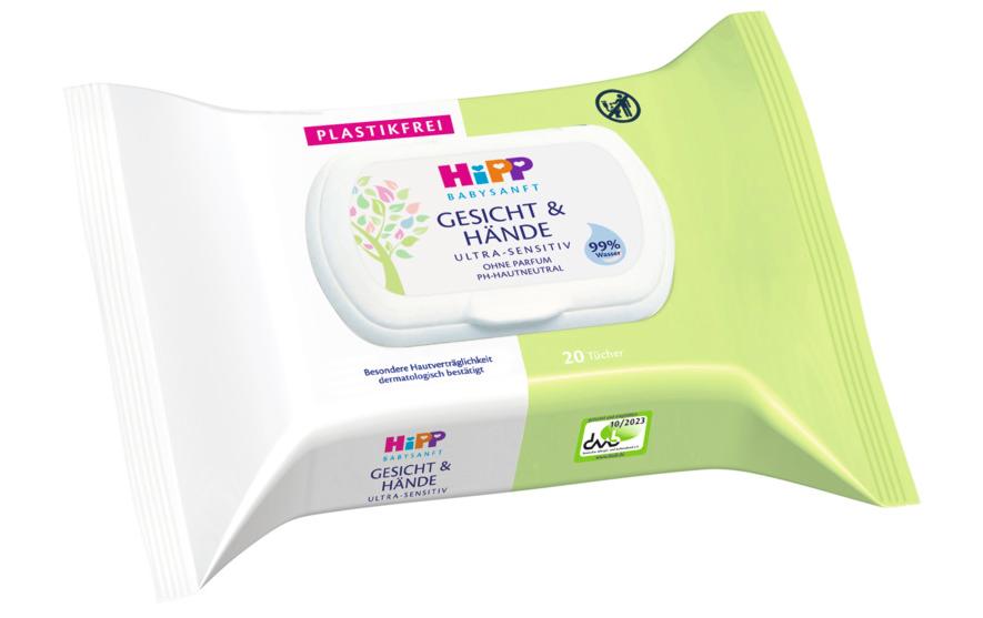HiPP Baby-Feuchttücher Babysanft – parfümfrei, für Gesicht & Hände – 20 Stk