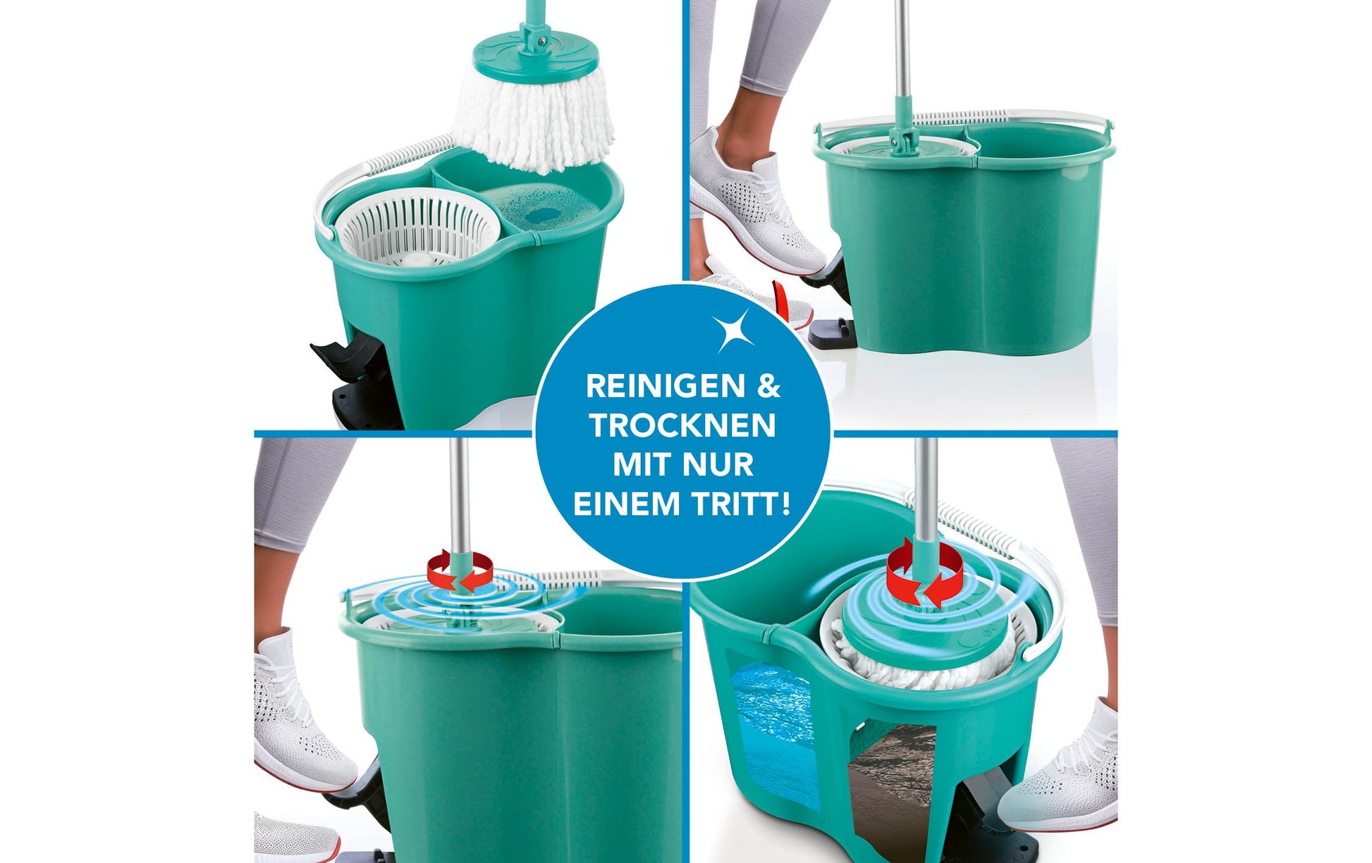 CLEANmaxx Wischmopp – türkis, für Laminat