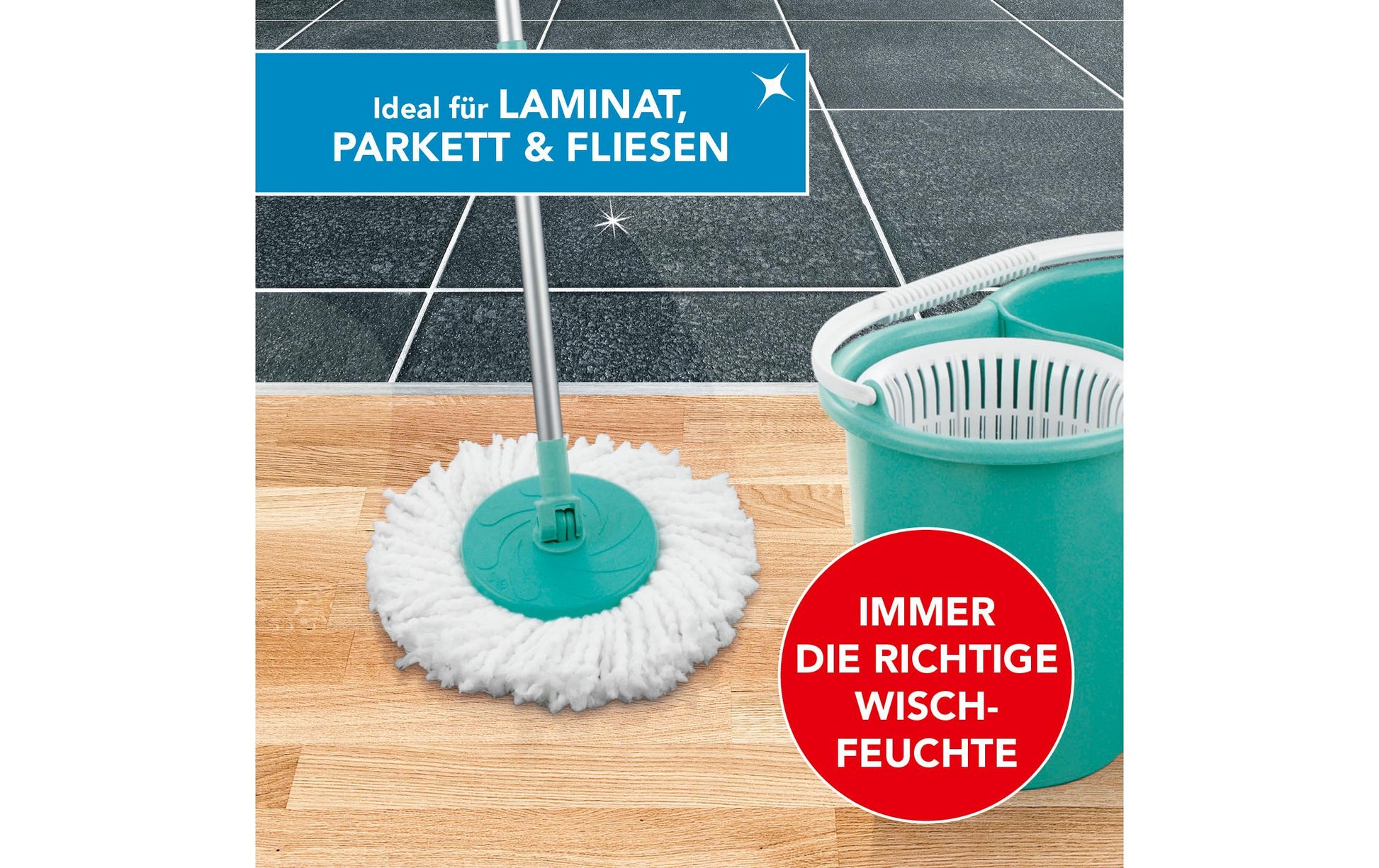 CLEANmaxx Wischmopp – türkis, für Laminat