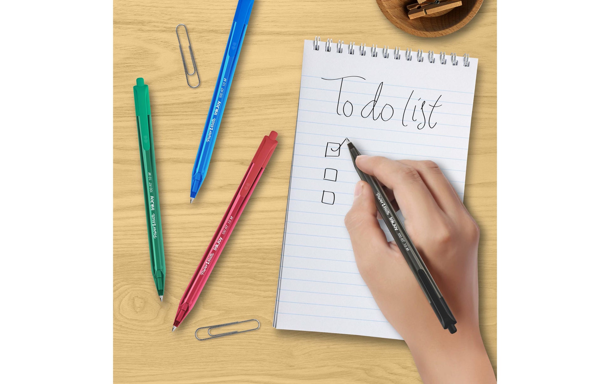 Papermate InkJoy 100 RT Kugelschreiber – 20er Pack, Rot, 1 mm Spitze, Druckmechanik