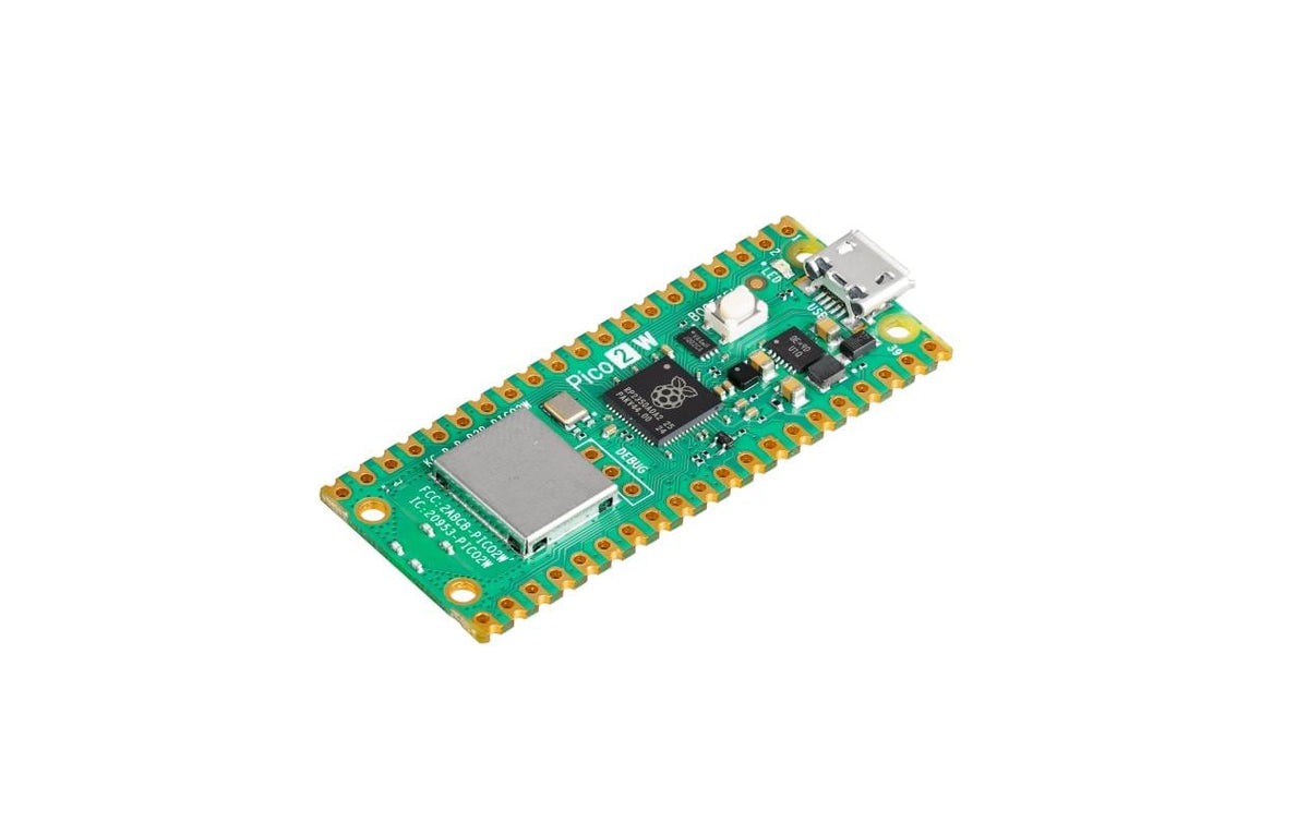 Raspberry Pi Pico 2W – Entwicklerboard – Wi‑Fi 4, Bluetooth 5.2, 150 MHz, 4 MB Flash, 0.5 GB RAM, 21×55 mm