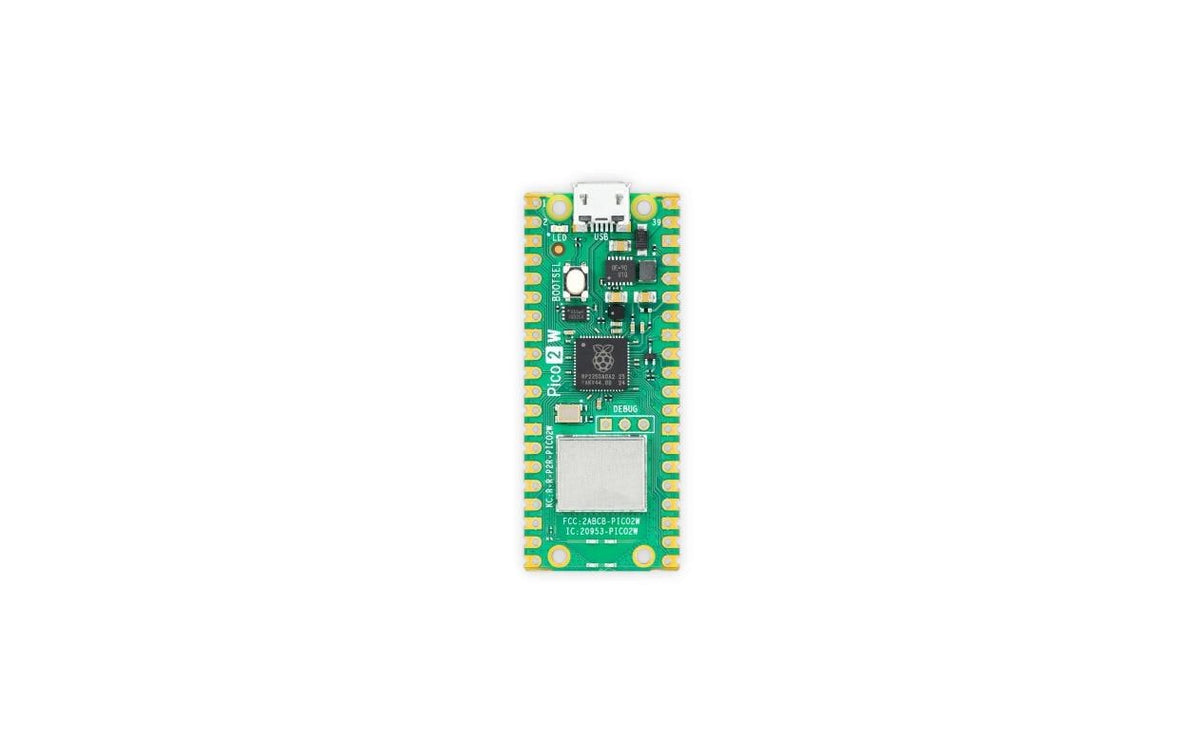 Raspberry Pi Pico 2W – Entwicklerboard – Wi‑Fi 4, Bluetooth 5.2, 150 MHz, 4 MB Flash, 0.5 GB RAM, 21×55 mm