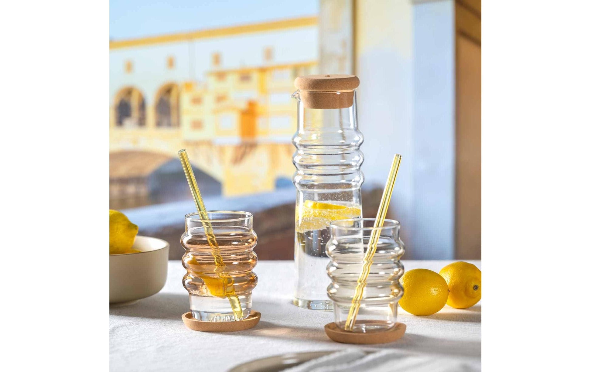 LEONARDO Sole Karaffe – 0,9 l, Borosilikatglas, Transparent, Korkstopfen, spülmaschinenfest