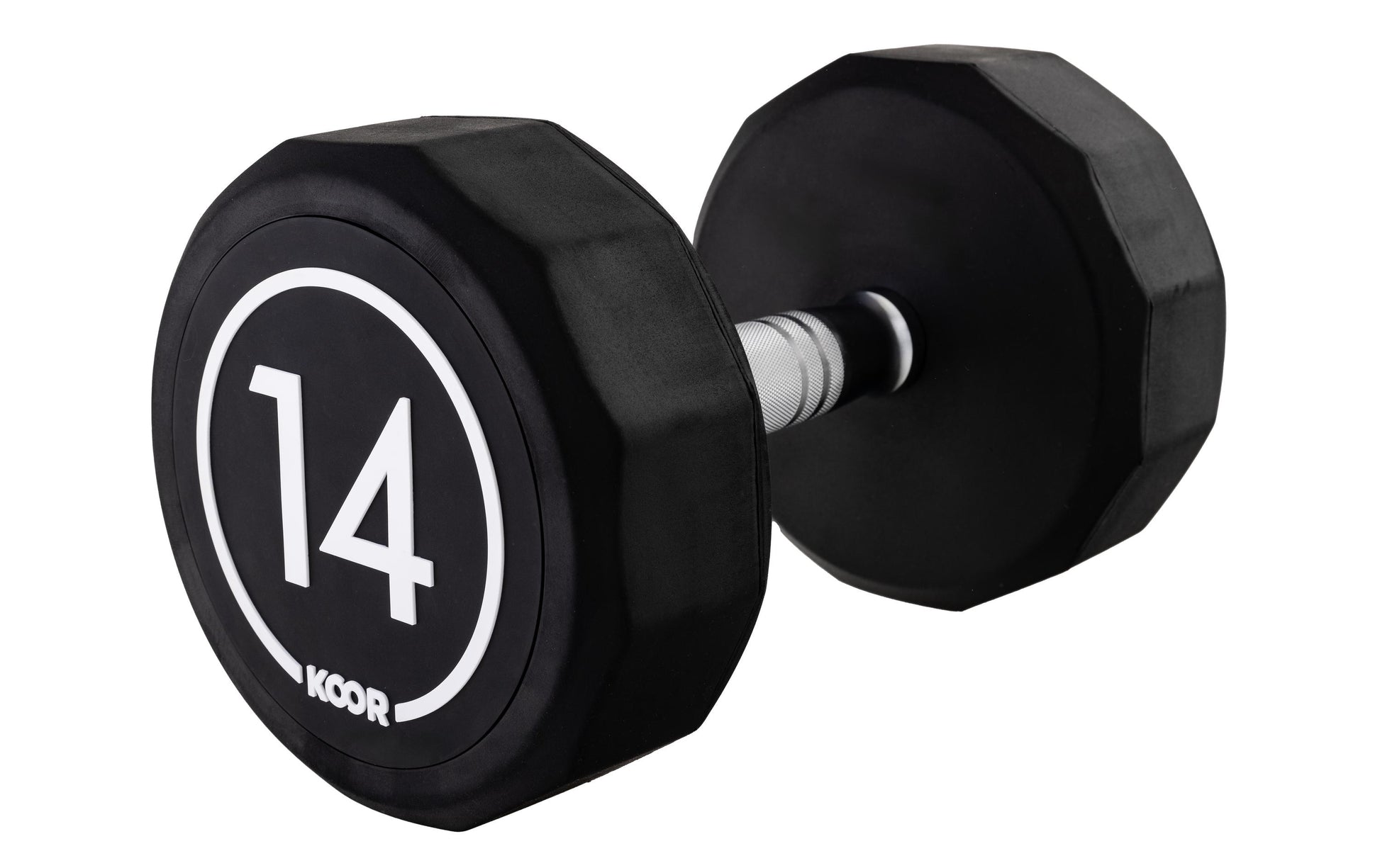 KOOR Kurzhantel – 14 kg – 17,5 × 17,5 × 29 cm – Gummi, schwarz