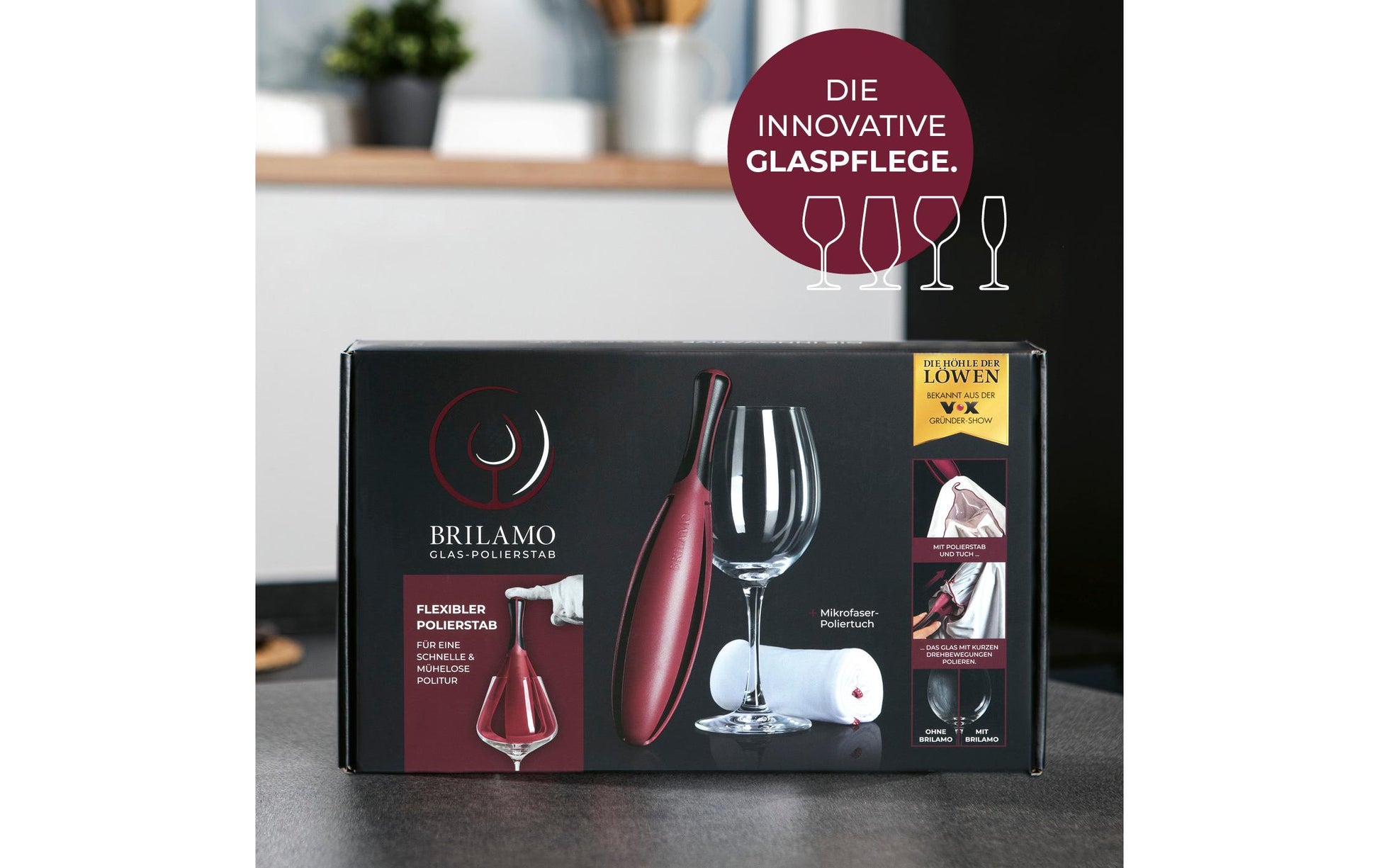 Brilamo Sonstiges Weinglas-Polierer – Polyester/Polyamid, Rot, für Glas