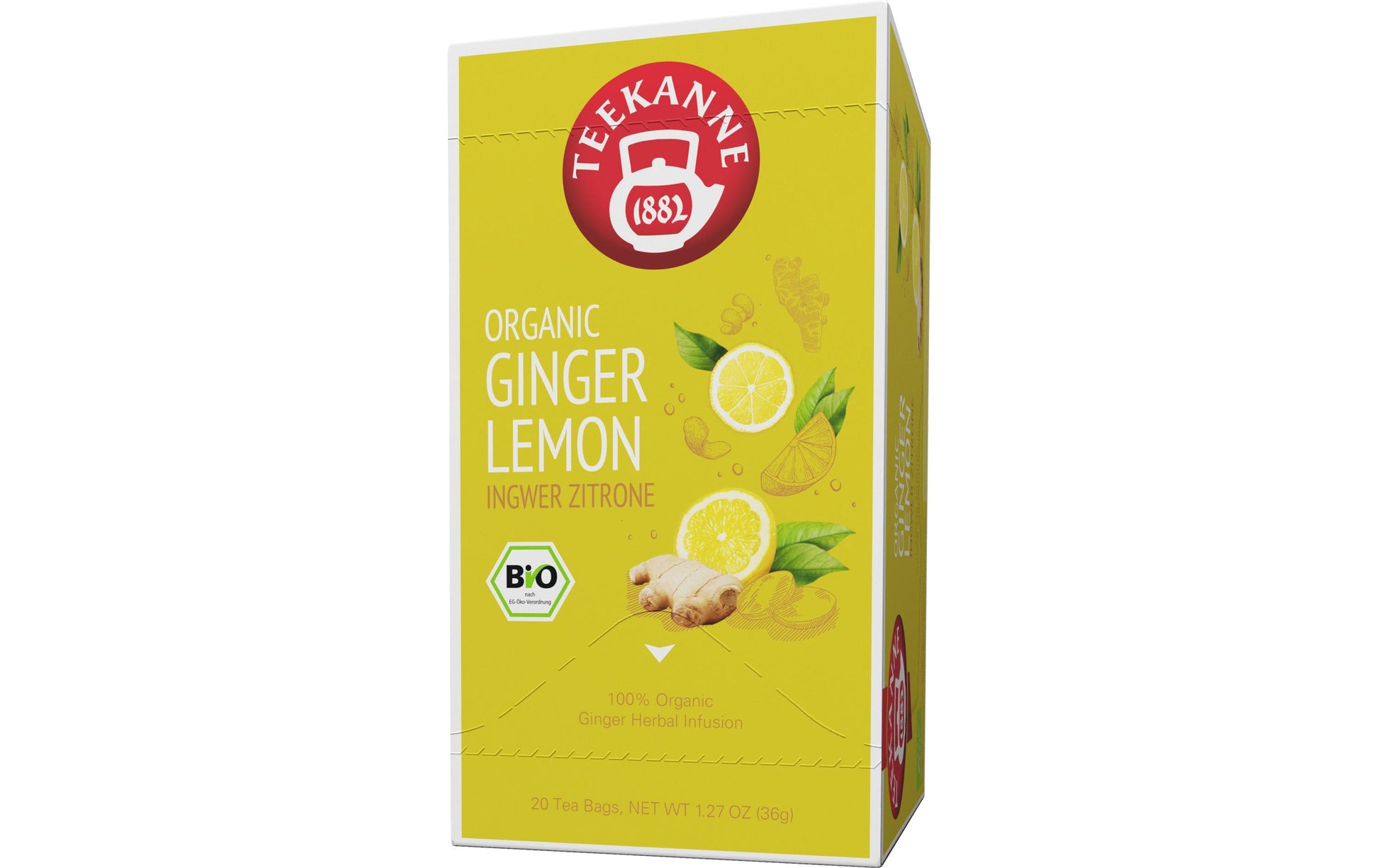 Teekanne Früchtetee Ingwer & Zitrone – Teebeutel 20 Beutel – Bio