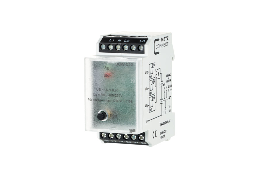 METZ CONNECT Relais mit Sockel – 400 V, 3-phasig, 50 Hz, IP20 – Weiss – DUW-C12
