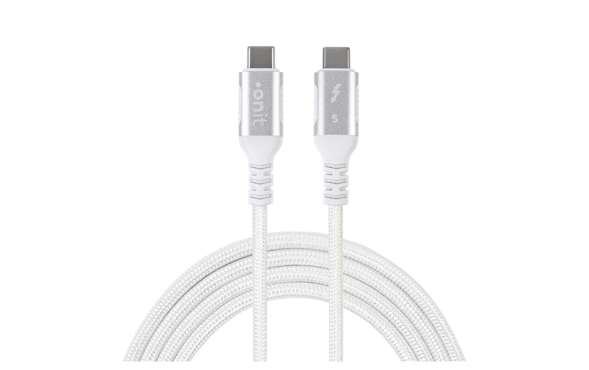 ONIT Thunderbolt 5 (USB-C) Kabel – 120 Gbit/s – 0,5 m – PD 240 W – 16K/60 – Textilmantel – Weiss