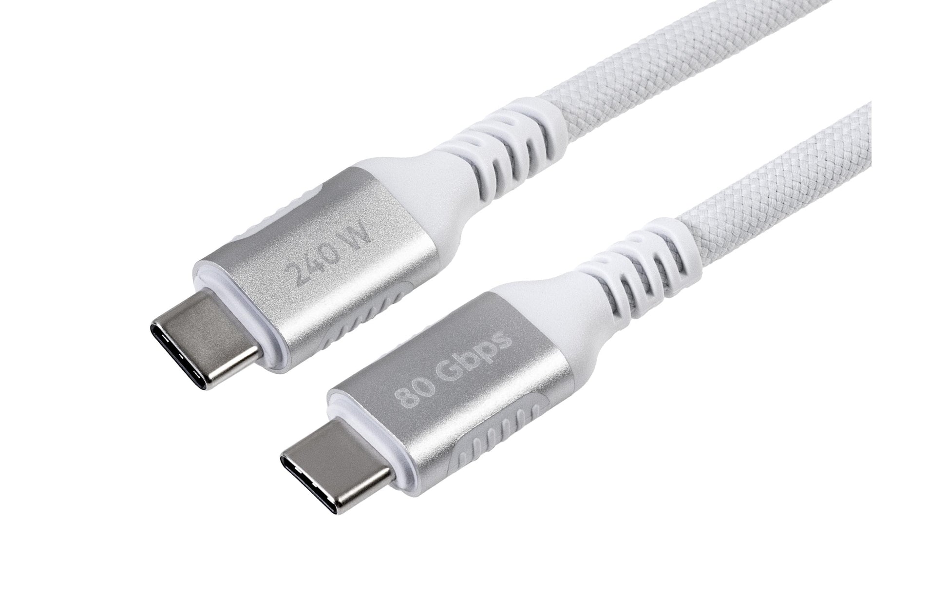 ONIT Thunderbolt 5 (USB-C) Kabel – 120 Gbit/s – 0,5 m – PD 240 W – 16K/60 – Textilmantel – Weiss