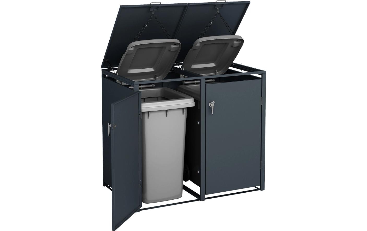 Contini Aufbewahrungsbox 1300 l – Stahlblech – Anthrazit – für 2× 60 l/120 l/240 l – 1320 × 1160 × 850 mm