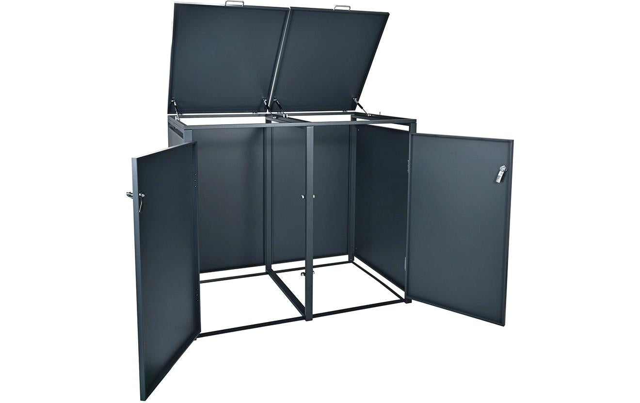 Contini Aufbewahrungsbox 1300 l – Stahlblech – Anthrazit – für 2× 60 l/120 l/240 l – 1320 × 1160 × 850 mm