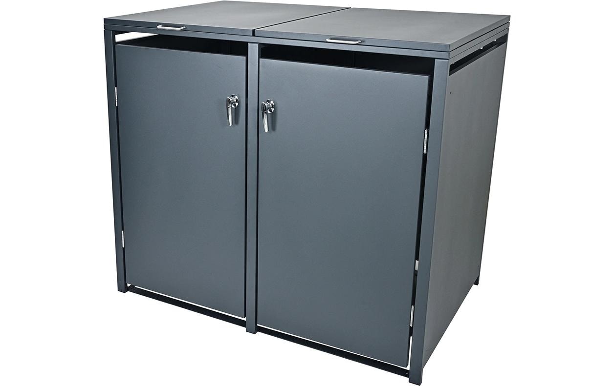 Contini Aufbewahrungsbox 1300 l – Stahlblech – Anthrazit – für 2× 60 l/120 l/240 l – 1320 × 1160 × 850 mm