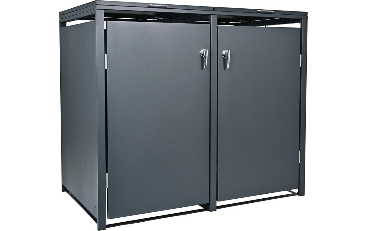 Contini Aufbewahrungsbox 1300 l – Stahlblech – Anthrazit – für 2× 60 l/120 l/240 l – 1320 × 1160 × 850 mm