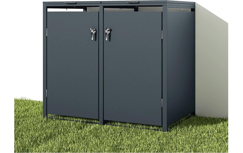 Contini Aufbewahrungsbox 1300 l – Stahlblech – Anthrazit – für 2× 60 l/120 l/240 l – 1320 × 1160 × 850 mm