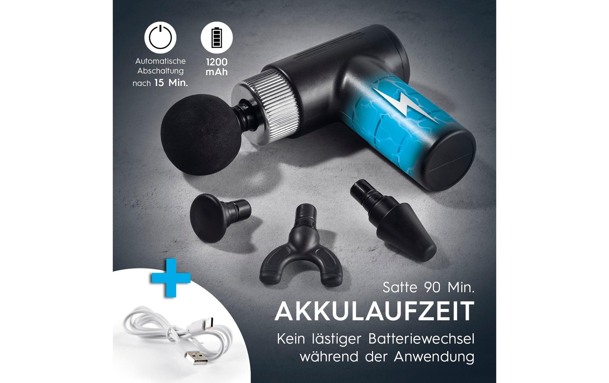 VITALmaxx Mini-Massagepistole – ABS, Schwarz, 120 × 40 × 150 mm (B×H×T), Akkubetrieb, 6 Geschwindigkeiten