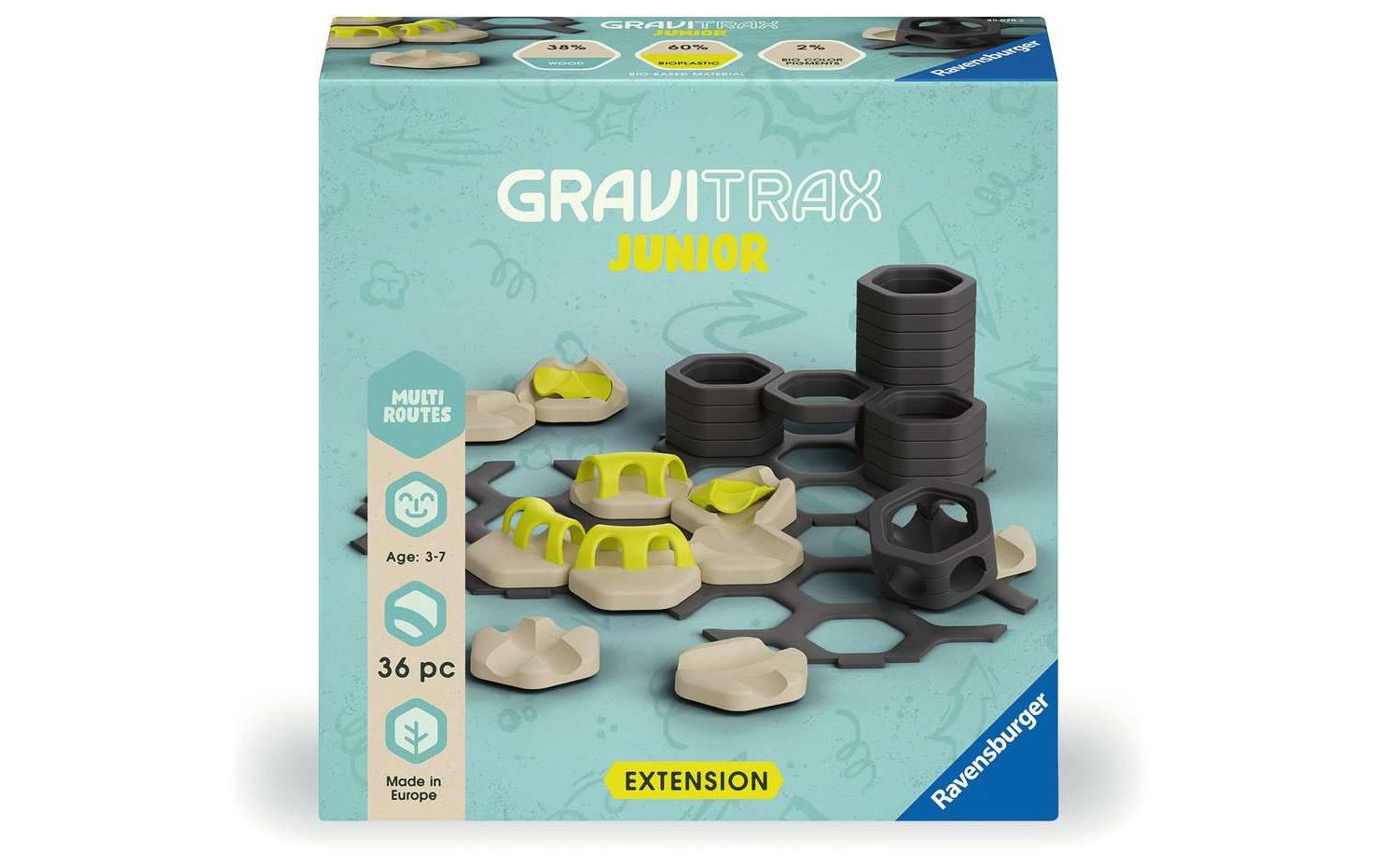Ravensburger Multi Routes Erweiterungsset für GraviTrax Junior – 36-teilig – ab 3 J. – FSC-Holz