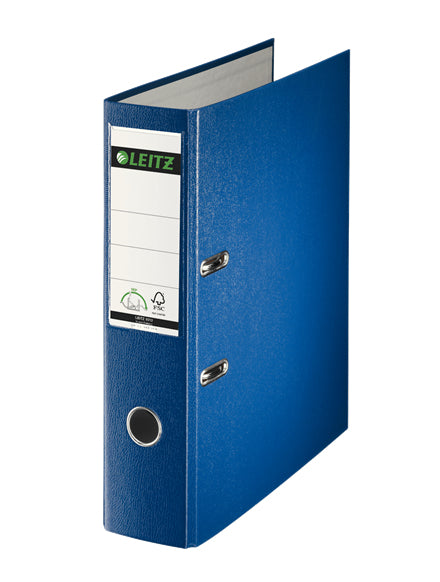 Leitz Ordner 180° Swiss Edition – A4 hoch – 2-Ring Hebelmechanik, Rücken 80 mm – blau, mit Raumsparösen, FSC