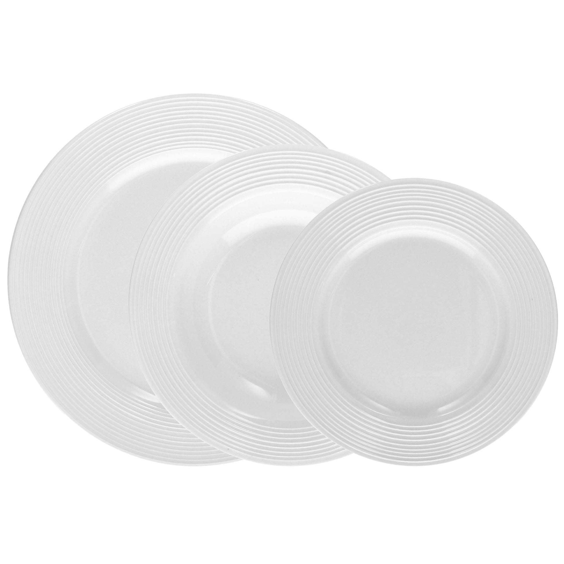 Tognana Porcellane Tognana Geschirrset Circles – 18-teiliges Set, Ø 26,5/22,5/19 cm, Porzellan, Weiss, spülmaschinenfest