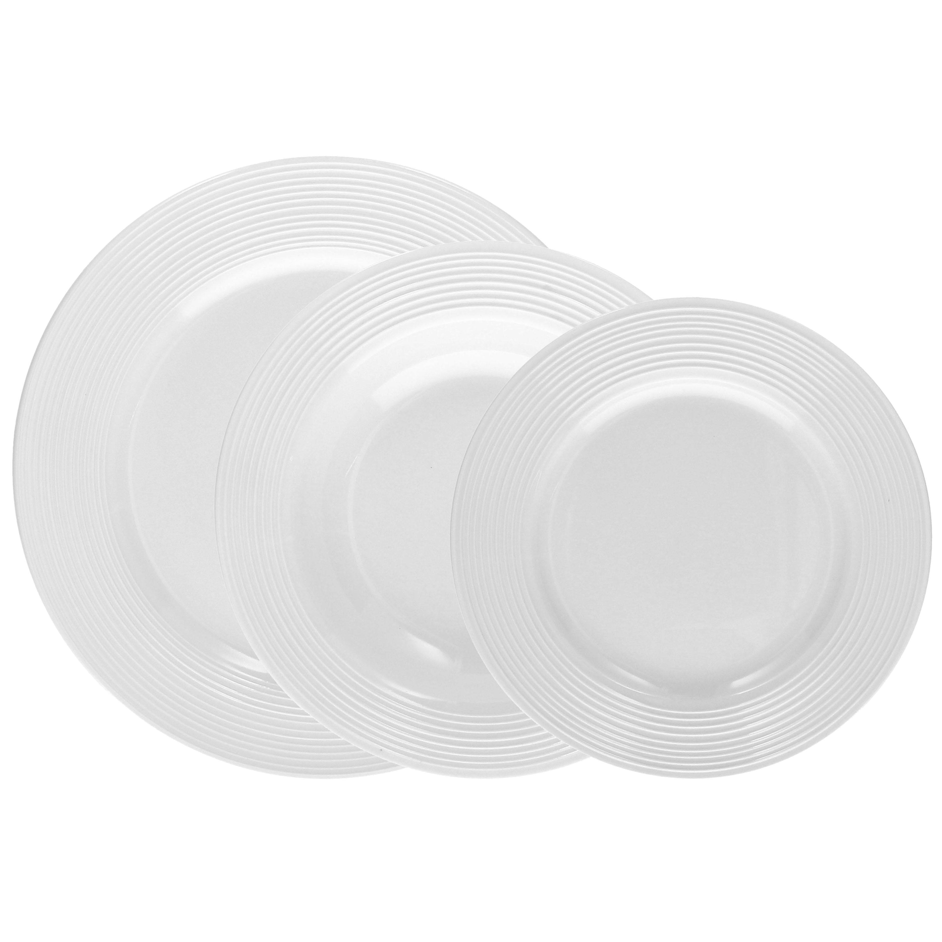 Tognana Porcellane Tognana Geschirrset Circles – 18-teiliges Set, Ø 26,5/22,5/19 cm, Porzellan, Weiss, spülmaschinenfest