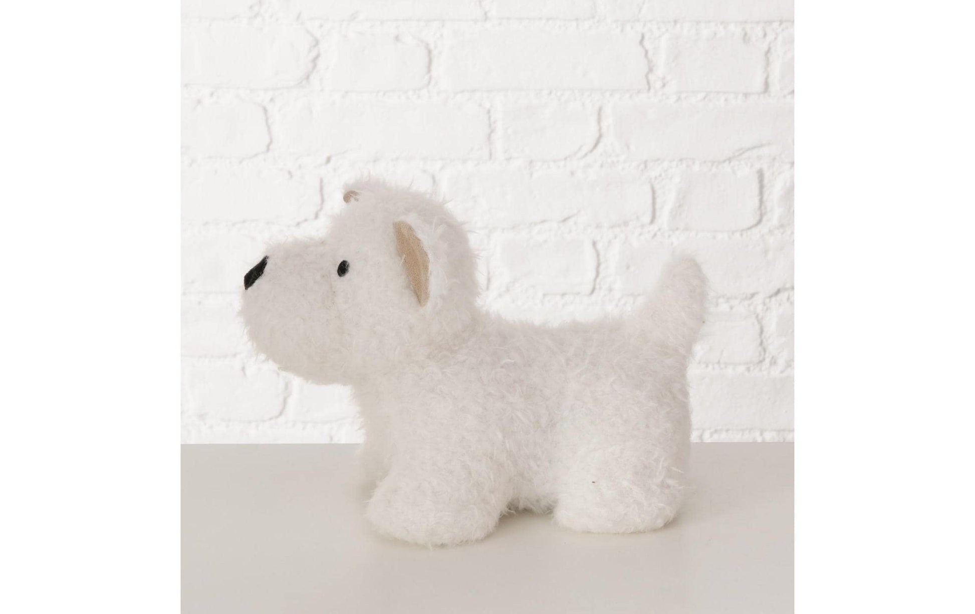 Boltze Türstopper 13 × 27 × 17 cm, Plüsch/Polyester/Sand, Weiss, freistehend