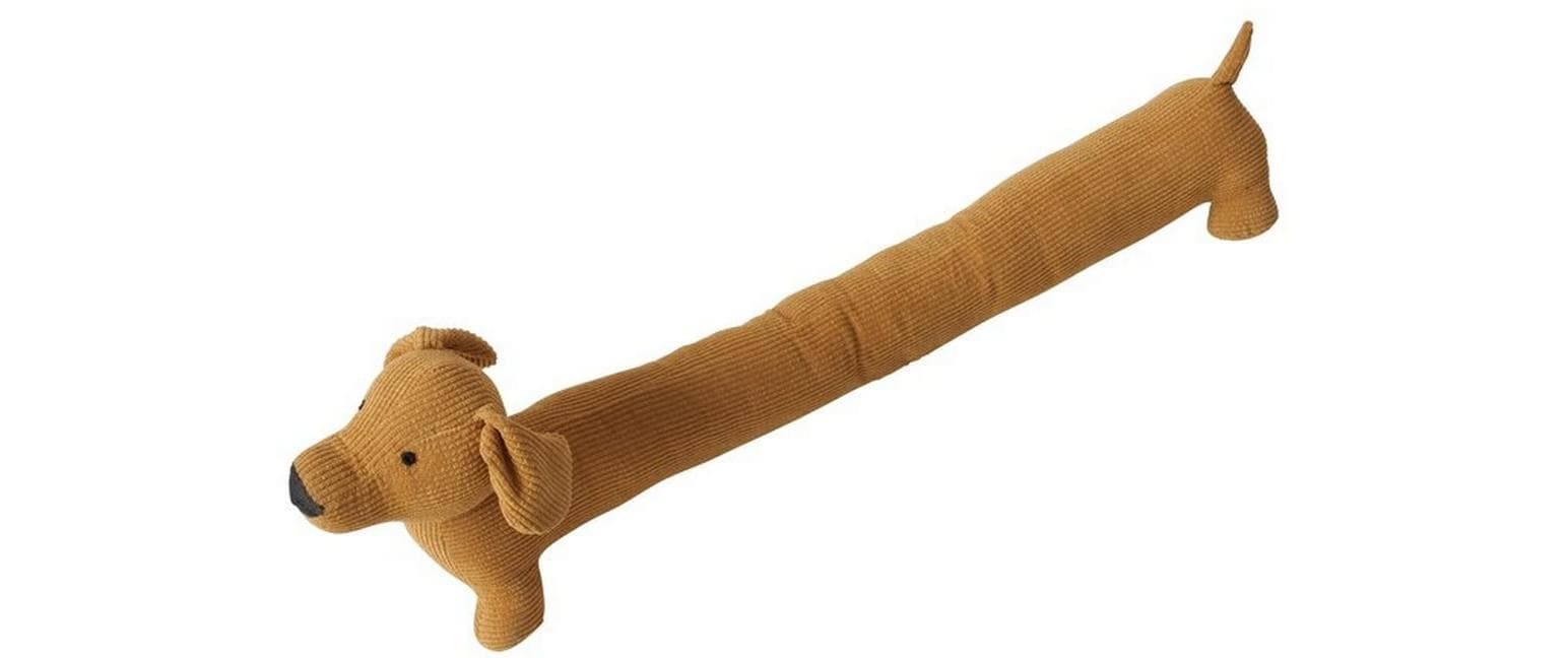 Boltze Zugluftstopper Kalle – 84 × 14,5 × 24,5 cm – Polyester & Sand & Baumwolle, braun