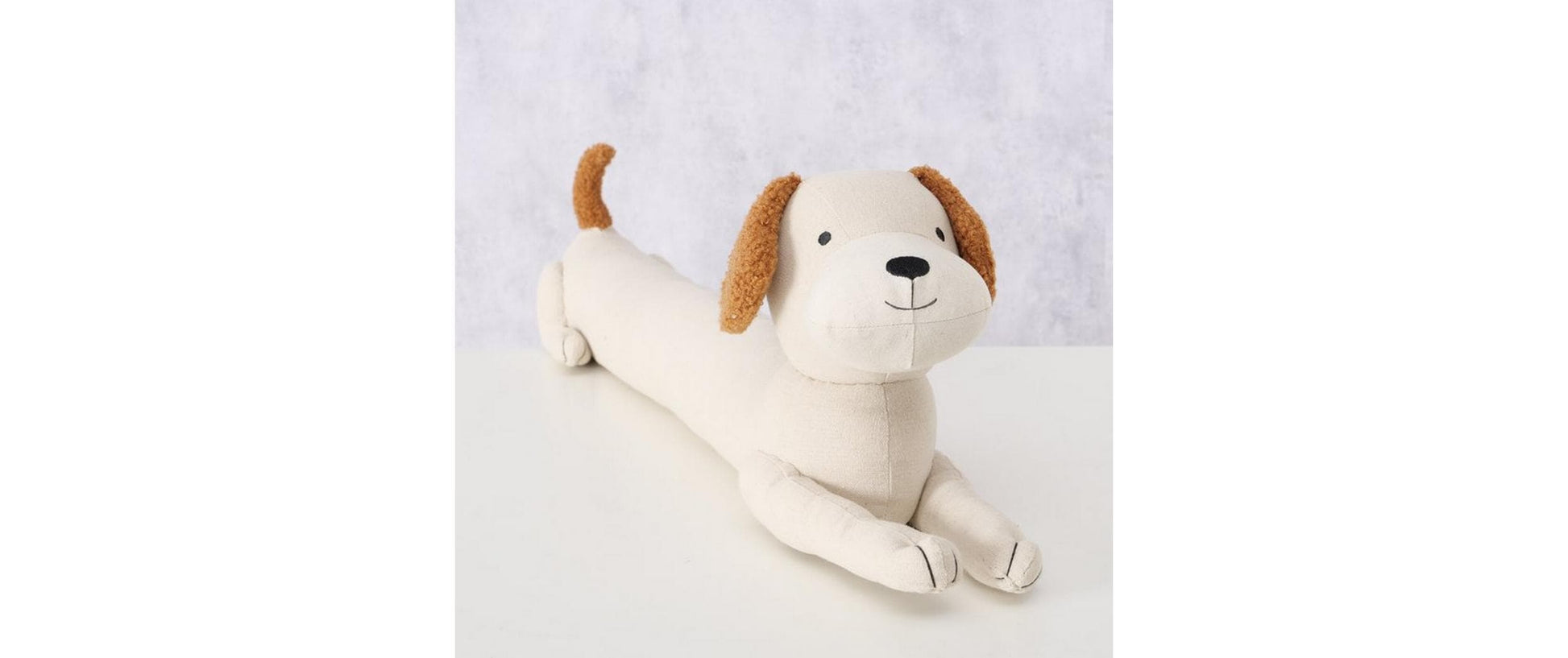 Boltze Türstopper Bello – Hund 76,5 × 15 × 20 cm, Polyester, Sand, Baumwolle, Braun/Beige, für Türen