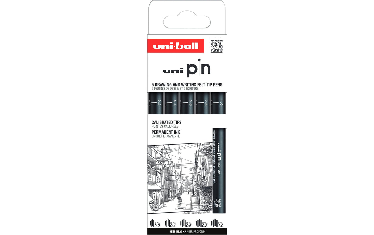 Uni-Ball PIN Fineliner Etui – 1,0 mm, schwarz
