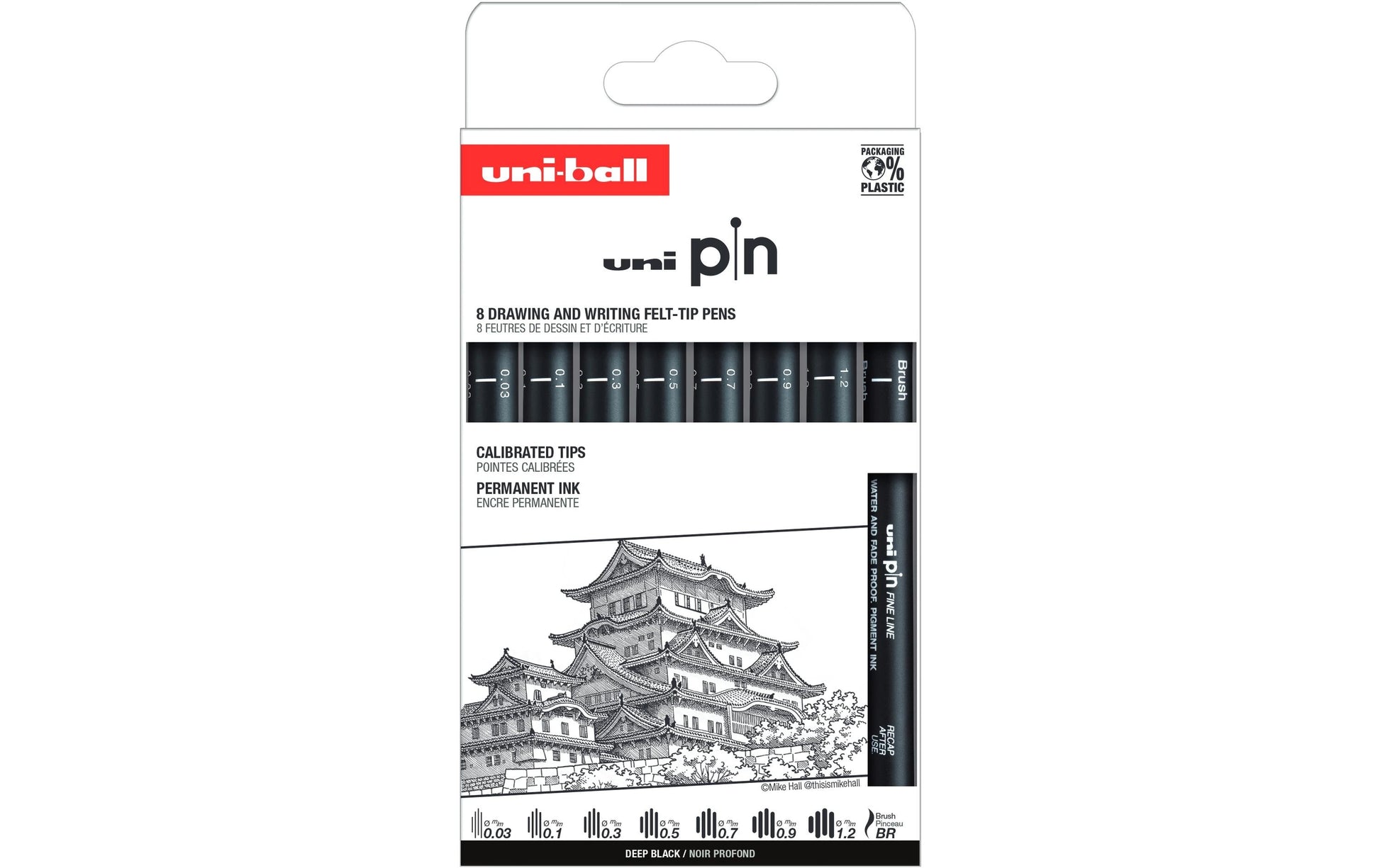 Uni-Ball Uni PIN Fineliner Set – 0,9 mm, schwarz, Classic Himeji