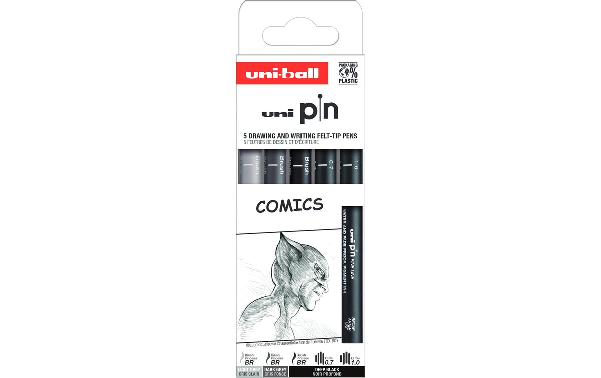 Uni-Ball PIN Fineliner Set – 1 mm, schwarz, Comics