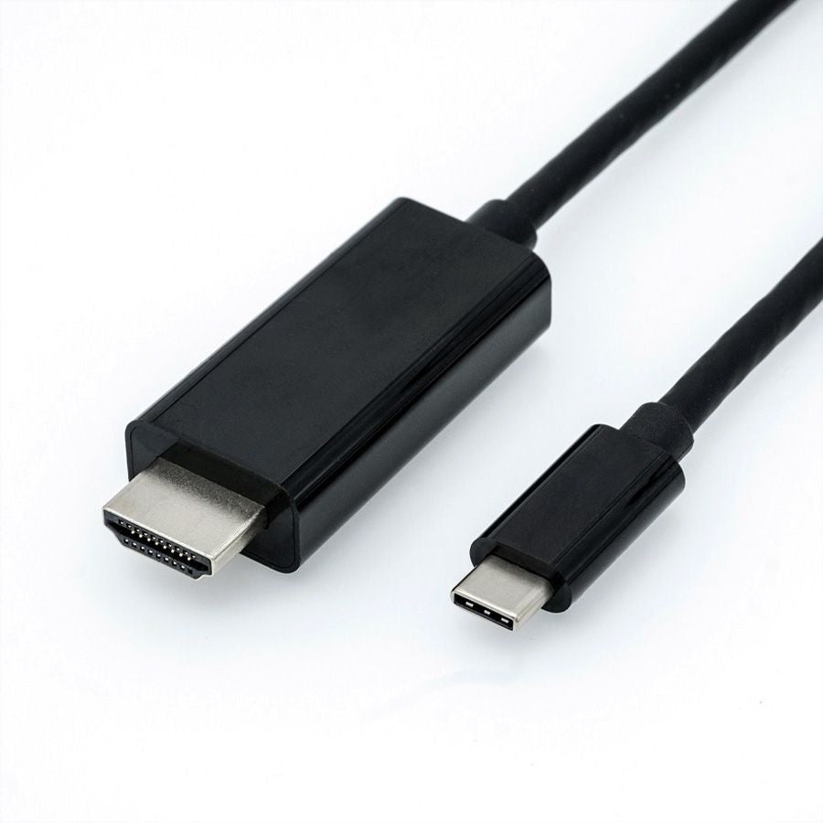 ROLINE USB-C zu HDMI Kabel – 4K (3840 × 2160) @ 60 Hz, 1 m, für MacBook/Notebook/PC, Schwarz