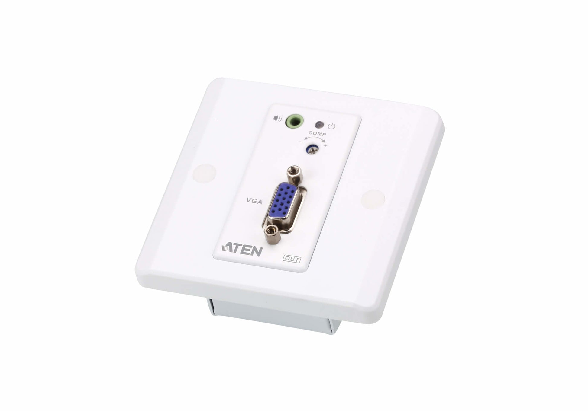 ATEN VE157 – VGA-Extender-Set Wandplatte, über Cat5e/Cat6, VGA Ein/Aus, Stereo-Audio, 1920 × 1200@60 Hz, 150 m