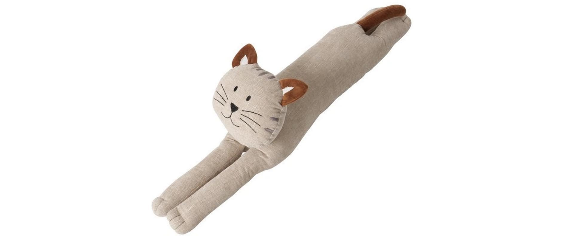 Boltze Türstopper Katze 75,8 × 11,8 × 21,9 cm, Polyester/Sand/Baumwolle, Grau/Beige, für Türen